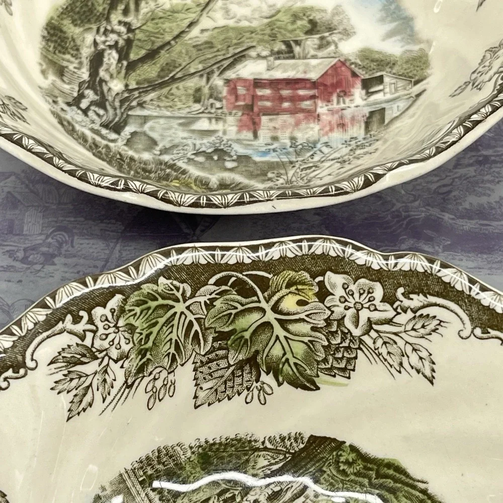 Johnson Brothers Friendly Village The Old Mill Fruit Cereal Bowls Set 4 England